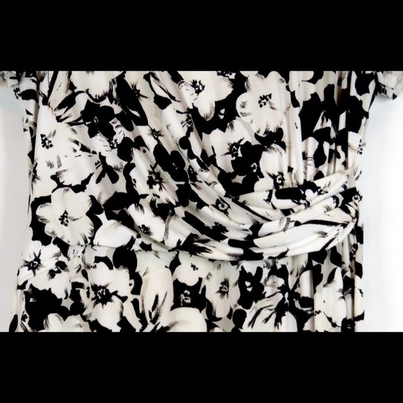 Precis Petite Black Pullover Shift Size UK 14 US 10 Lining Off White Floral - Picture 3 of 8